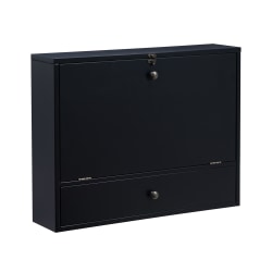 SEI Furniture Wall-Mount 26"W Writing Desk With Storage, Black