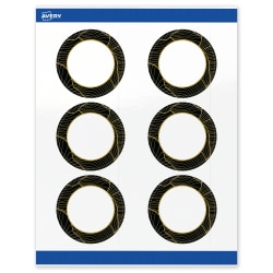 Avery® Printable Labels With Sure Feed® Technology, S00-ETM, Round, 3", Glossy White With Preprinted Black/Gold Vein Border, Pack Of 60