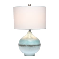 Lalia Home Bayside Horizon With Fabric Shade Table Lamp, 24"H, White Shade/Aqua And Brown Base
