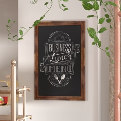 Flash Furniture Canterbury Wall-Mounted Magnetic Chalkboard Sign With Eraser, Porcelain Steel, 36"H x 24"W x 3/4"D, Torched Brown Frame