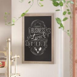 Flash Furniture Canterbury Wall-Mounted Magnetic Chalkboard Sign With Eraser, Porcelain Steel, 36"H x 24"W x 3/4"D, Weathered Brown Frame