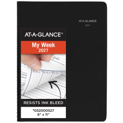 AT-A-GLANCE® DayMinder® 2027 Weekly Appointment Book Planner, Black, Large, 8" x 11"