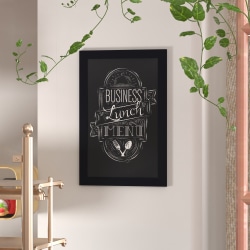 Flash Furniture Canterbury Wall-Mounted Magnetic Chalkboard Sign With Eraser, Porcelain Steel, 30"H x 20"W x 3/4"D, Black Frame
