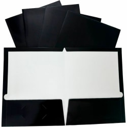 Business Source 2-Pocket Report Covers With Business Card Holder, Letter Size, 8 1/2" x 11", Black, Box Of 25 Covers