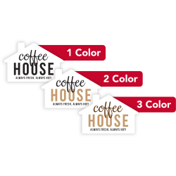 Custom 1, 2 Or 3 Color Printed Labels/Stickers, House Shape, 1-7/8" x 2-7/8", Box Of 250