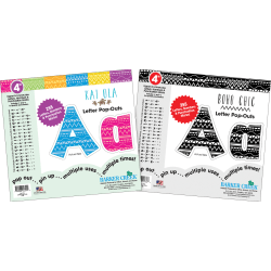 Barker Creek Letter And Number Pop Outs, 4", Kai Ola/Boho Chic, 255 Letters And Numbers Per Pack, Set Of 2 Packs