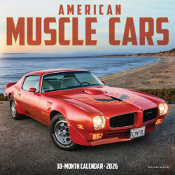 2026 Willow Creek Press Monthly Mini Wall Calendar, 7" x 7", American Muscle Cars, January To December, 53423