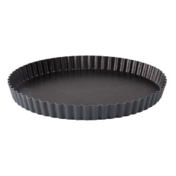 Matfer Bourgeat Exopan Fluted Tart Pan With Removable Bottom, 1" x 9-1/2", Black