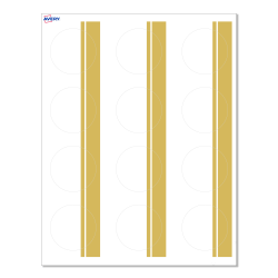 Avery® Print-To-The-Edge Cards With Sure Feed® Technology, S00-D22-PRMWC10, Round, 2", Matte White, Preprinted Double Dipped Gold Edge Design, Pack Of 120