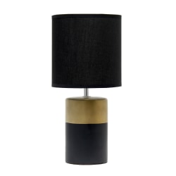 Simple Designs 2-Toned Basics Table Lamp, 13-1/2"H, Black Shade/Black/Gold Base