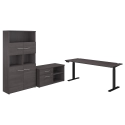 Bush Business Furniture Office 500 Height-Adjustable Standing Desk With Storage And Bookcase, 72"W, Storm Gray, Standard Delivery