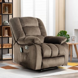 Bestier Oversized Fabric Recliner With 8-Point Vibration Massage, Camel