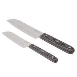 Martha Stewart Everyday 2-Piece Stainless Steel Santoku Knife Set, 1"H x 5"W x 15"D, Dark Gray
