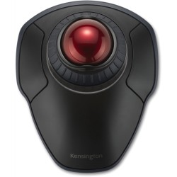 Kensington Orbit Wireless Trackball with Scroll Ring - Black - Optical  - Bluetooth/Radio Frequency - 2.40 GHz - Black, Red - Symmetrical K70990WW