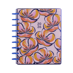 2026 Happy Planner Monthly/Weekly Classic Dated Disc Bound Planner, 7" x 9-1/4", Flower Burst Pink, January To December, PD0076C018