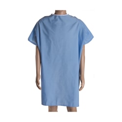 DMI® Convalescent Gowns With Back Tape Ties, Adult, Blue, Pack Of 12