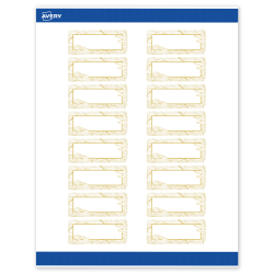 Avery® Printable Labels With Sure Feed® Technology, S00-EVV, Rectangle, 1" x 2-5/8", Matte White With Preprinted Gold Leaf Pattern, Pack Of 160