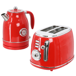 MegaChef 1.7L Electric Tea Kettle And 2 Slice Toaster Combo, Red