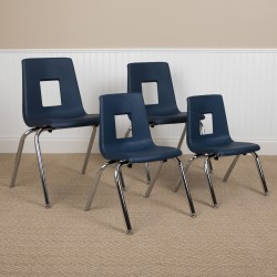 Flash Furniture Advantage Student Stacking School Chair, Navy/Silver, ADVSSC12NAVY