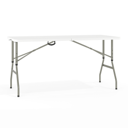 Flash Furniture Height-Adjustable Bi-Fold Plastic Banquet And Event Folding Table, 34"H x 27-1/4"W x 60"D, Granite White