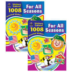 Teacher Created Resources Sticker Books, 8-1/2" x 11", For All Seasons, Book Of 1008 Stickers, Pack of 2 Books