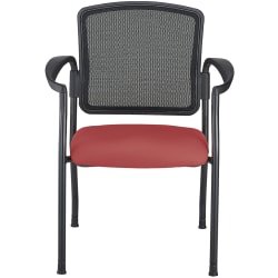 WorkPro® Spectrum Series Mesh/Vinyl Stacking Guest Chair With Antimicrobial Protection, With Arms, Red, Set Of 2 Chairs, BIFMA Compliant