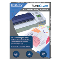 Formax FlashGuard Thermal Laminating Pouches, FG-5, 9" x 11-1/2", 5 Mil, Pack Of 100 Pouches
