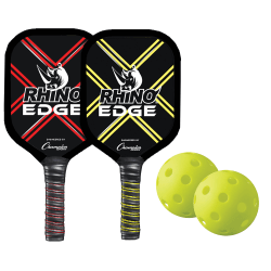 Champion Sports Rhino Pickleball Edge 2-Player Paddle Set, 9"H x 3"W x 17"D, Black/Blue
