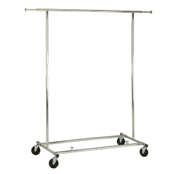 Honey-Can-Do Collapsible Commercial Garment Rack With Wheels, 66 5/8"H x 22"W x 74 5/16"D, Chrome