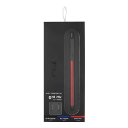 TUL® Fine Writing Solid Metal Barrel Retractable Gel Pen With 2 Refills, Medium Point, 0.7 mm, Red Barrel, Red/Black/Blue Ink