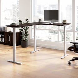 Bush Business Furniture Move 60 Series 60"W Height Adjustable L Shaped Standing Desk, Black Walnut/Cool Gray Metallic, Standard Delivery