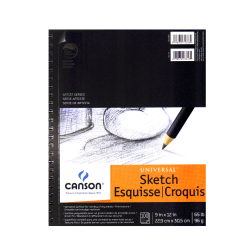 Canson Universal Heavyweight Sketch Pads, 9" x 12", 100% Recycled, 100 Sheets Per Pad, Pack Of 2 Pads