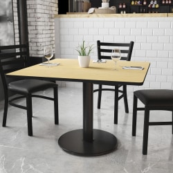 Flash Furniture Laminate Square Table Top With Round Table-Height Base, 31-1/8"H x 42"W x 42"D, Natural/Black