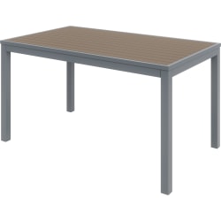 KFI Studios Eveleen Rectangle Outdoor Patio Table, 29"H x 32"W x 55"D, Silver/Mocha