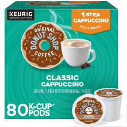 The Original Donut Shop® Coffee K-Cup® Pods, Classic Cappuccino, 20 Pods Per Box, Set Of 4 Boxes
