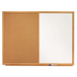 Quartet® Non-Magnetic Melamine Dry-Erase/Bulletin Board, 36" x 48", Oak Wood Frame