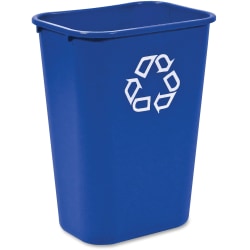 Rubbermaid Commercial Large Recycling Wastebasket - 10.31 gal Capacity - Rectangular - Sturdy - 19.9" Height x 11" Width - Plastic - Blue - 12 / Carton