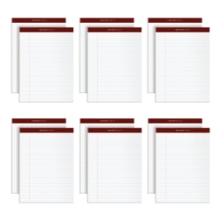 TOPS™ Docket Gold™ Premium Writing Pads, 8 1/2" x 11 3/4", Legal Ruled, 50 Sheets, White, Pack Of 12 Pads