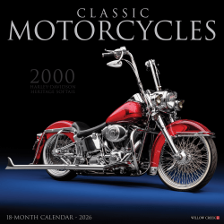 2026 Willow Creek Press Art & Design Monthly Wall Calendar, 12" x 12", Classic Motorcycles, January To December, 50750