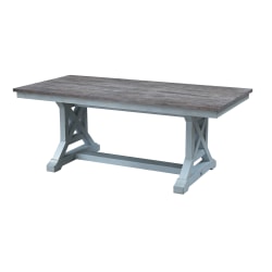 Coast to Coast Wharf Hand Painted Plank Style Top Wood Dining Table, 30"H x 78"W x 38"D, Bar Harbor Blue