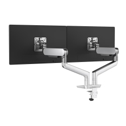 Fellowes® Rising™ 2 Dual Monitor Arm, Fully Adjustable, 28 Lb Capacity Per Arm, Maximum Monitor Width 42.3", Platinum