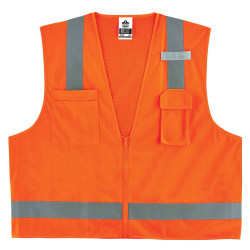Ergodyne GloWear® Safety Vest, Economy Surveyor's 8249Z, Type R Class 2, Small/Medium, Orange