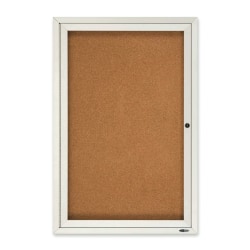 Quartet® Classic Enclosed Cork Bulletin Board, 36" x 24", Aluminum Frame With Silver Finish