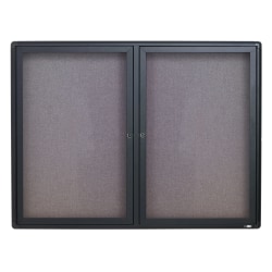 Quartet® Swinging Door Fabric Bulletin Board, 36" x 48", Aluminum Frame With Graphite Finish