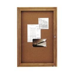 Quartet® Enclosed Bulletin Board, 36" x 24", Wood Frame With Oak Finish
