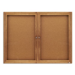Quartet® Classic Enclosed Cork Bulletin Board, 48" x 36", Wood Frame With Brown Finish
