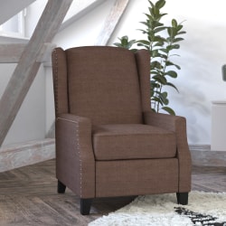 Flash Furniture Prescott Traditional Style Slim Push-Back Recliner Accent Chair, Brown