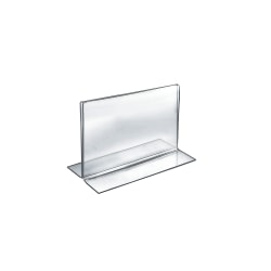 Azar Displays Double-Foot Acrylic Sign Holders, 5 1/2" x 7", Clear, Pack Of 10