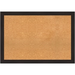 Amanti Art Rectangular Non-Magnetic Cork Bulletin Board, Natural, 40" x 28", Furniture Espresso Narrow Plastic Frame