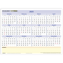 2025 AT-A-GLANCE® QuickNotes® Erasable Monthly/Yearly Wall Calendar, 16" x 12", Traditional, January 2025 To December 2025, PM550B28
